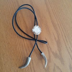 Black leather bolo tie